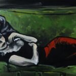 « Sur le Canapé », huile sur bois, 28x70 cm (vendu)